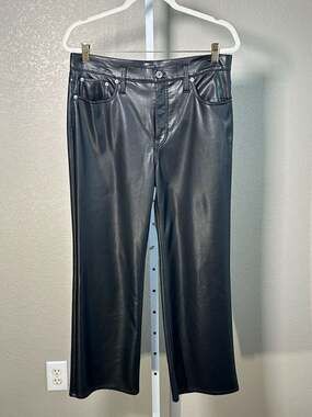 J.Crew Faux Leather Wide-Leg Crop Pant in Black